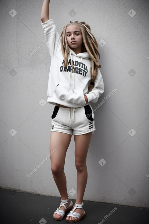 Italian teenager girl with  white hair