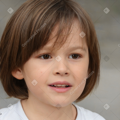 Neutral white child female with medium  brown hair and brown eyes