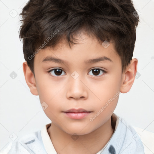 Neutral white child male with short  brown hair and brown eyes