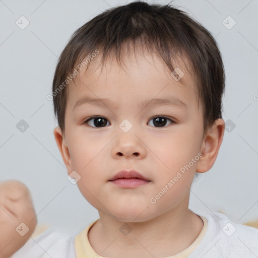 Neutral white child male with short  brown hair and brown eyes