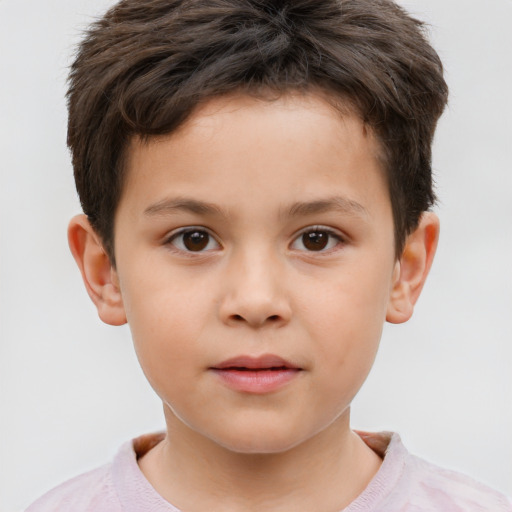 Neutral white child male with short  brown hair and brown eyes