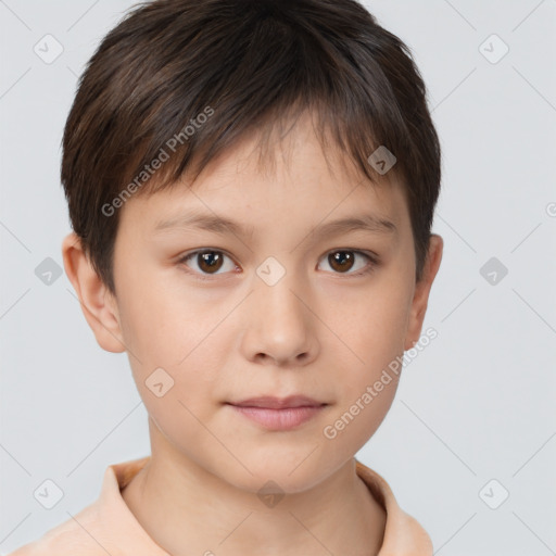 Neutral white child male with short  brown hair and brown eyes