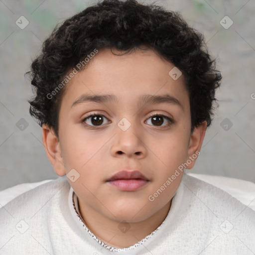 Neutral white child female with short  brown hair and brown eyes