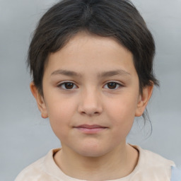 Neutral white child female with short  brown hair and brown eyes