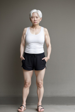 Korean middle-aged female with  white hair