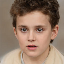 Neutral white child male with short  brown hair and brown eyes