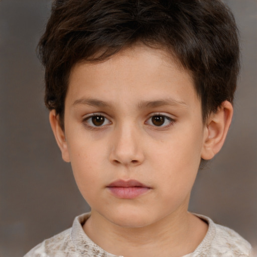 Neutral white child male with short  brown hair and brown eyes