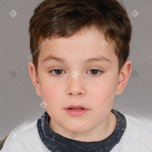 Neutral white child male with short  brown hair and brown eyes