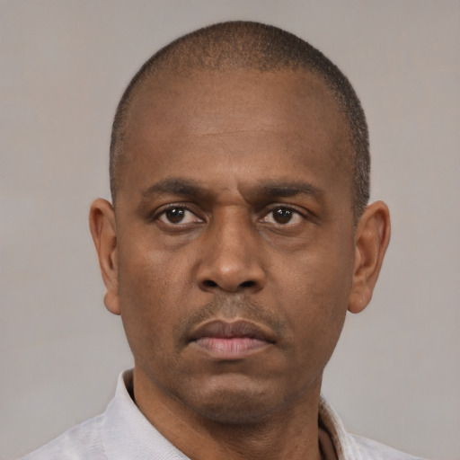 Neutral latino adult male with short  brown hair and brown eyes