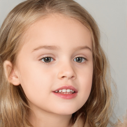 Neutral white child female with medium  brown hair and brown eyes