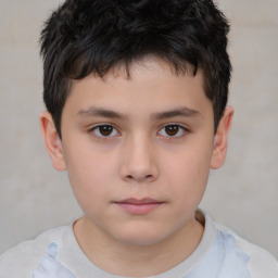 Neutral white child male with short  brown hair and brown eyes