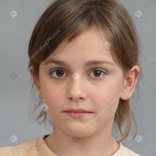 Neutral white child female with medium  brown hair and brown eyes