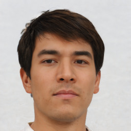 Neutral asian young-adult male with short  brown hair and brown eyes