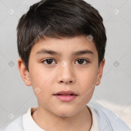 Neutral white child male with short  brown hair and brown eyes