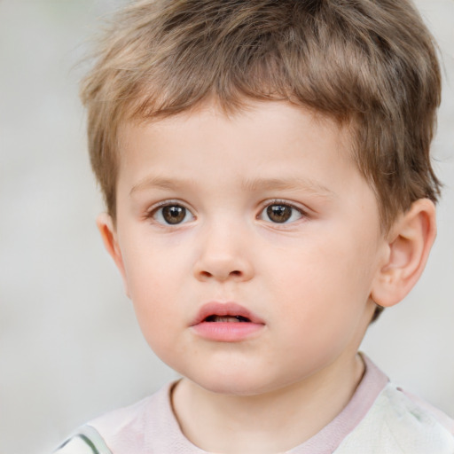 Neutral white child male with short  brown hair and brown eyes