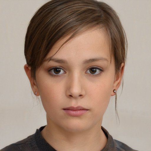 Neutral white child female with medium  brown hair and brown eyes