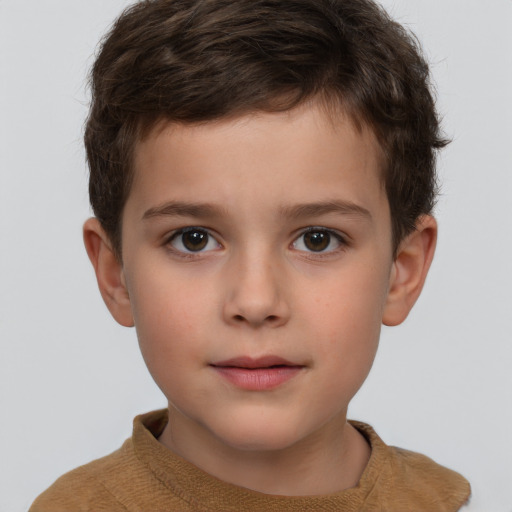 Neutral white child male with short  brown hair and brown eyes