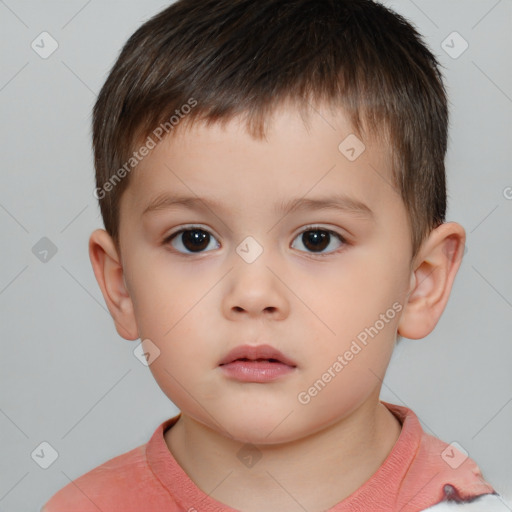 Neutral white child male with short  brown hair and brown eyes