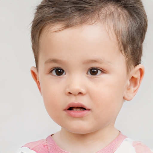 Neutral white child male with short  brown hair and brown eyes