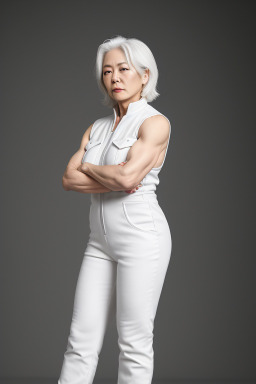 Korean middle-aged female with  white hair