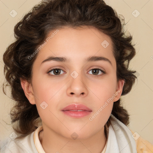 Neutral white child female with medium  brown hair and brown eyes