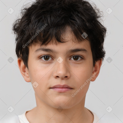 Neutral white child male with short  brown hair and brown eyes