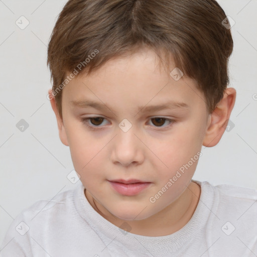 Neutral white child female with short  brown hair and brown eyes