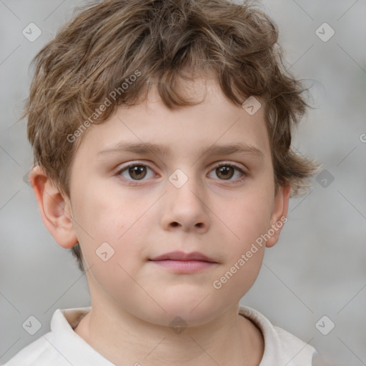 Neutral white child male with short  brown hair and brown eyes