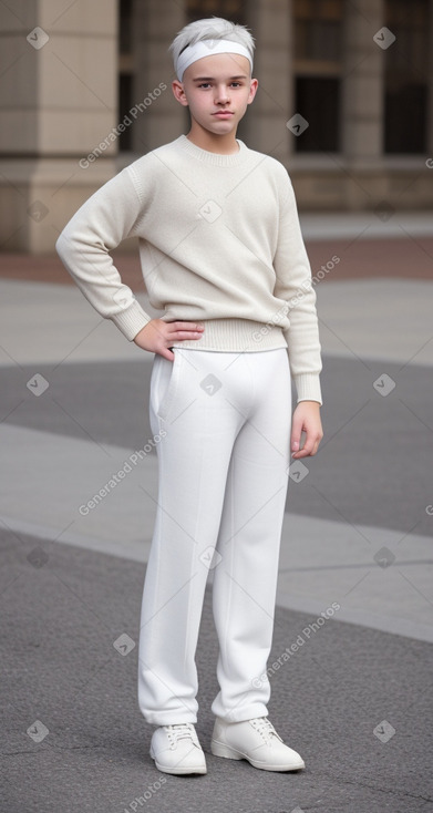 Serbian teenager boy with  white hair