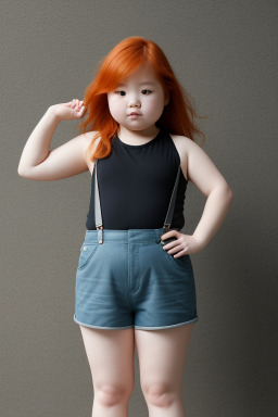 South korean child girl with  ginger hair