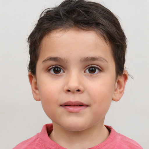 Neutral white child male with short  brown hair and brown eyes