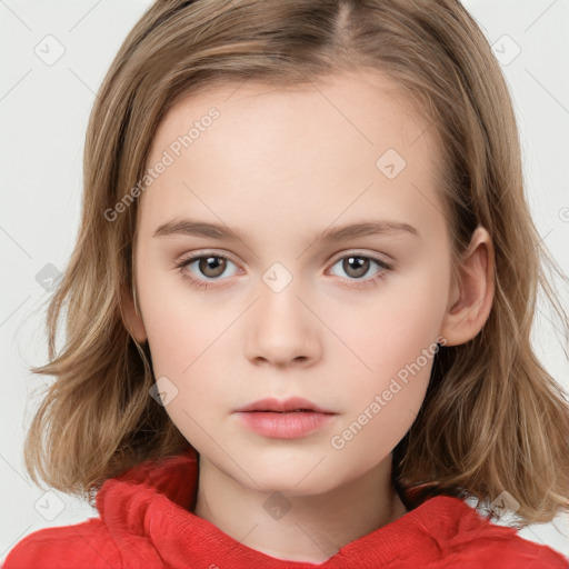 Neutral white child female with medium  brown hair and brown eyes