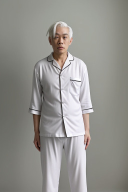 Singaporean adult male with  white hair