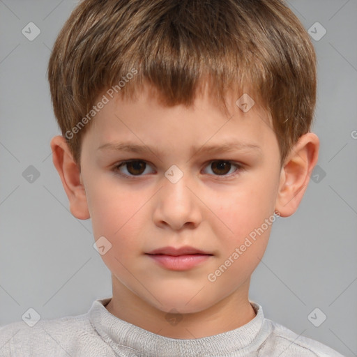 Neutral white child male with short  brown hair and brown eyes