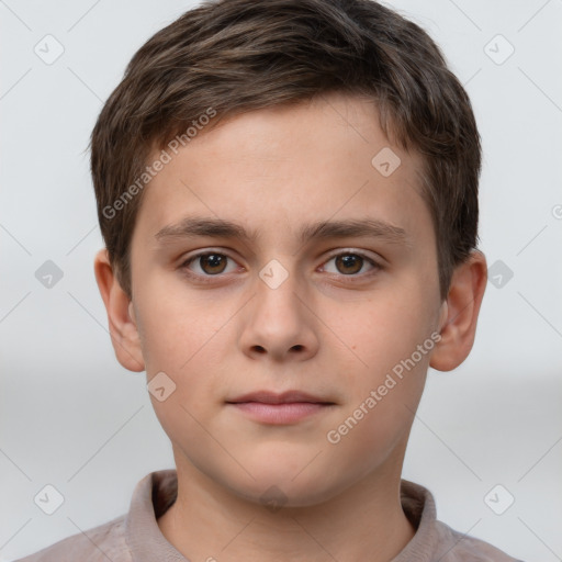 Neutral white child male with short  brown hair and brown eyes