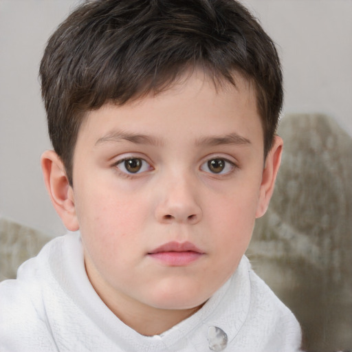 Neutral white child male with short  brown hair and brown eyes