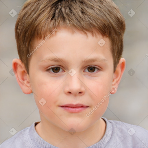 Neutral white child male with short  brown hair and brown eyes