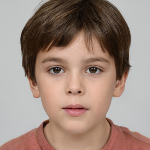 Neutral white child male with short  brown hair and brown eyes