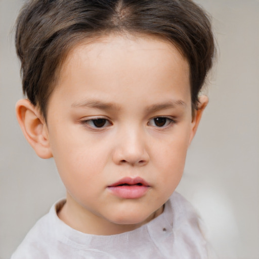 Neutral white child female with short  brown hair and brown eyes