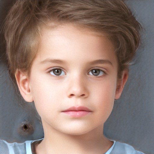 Neutral white child female with short  brown hair and brown eyes