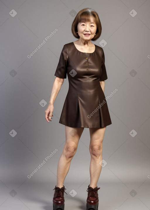 Korean elderly female with  brown hair