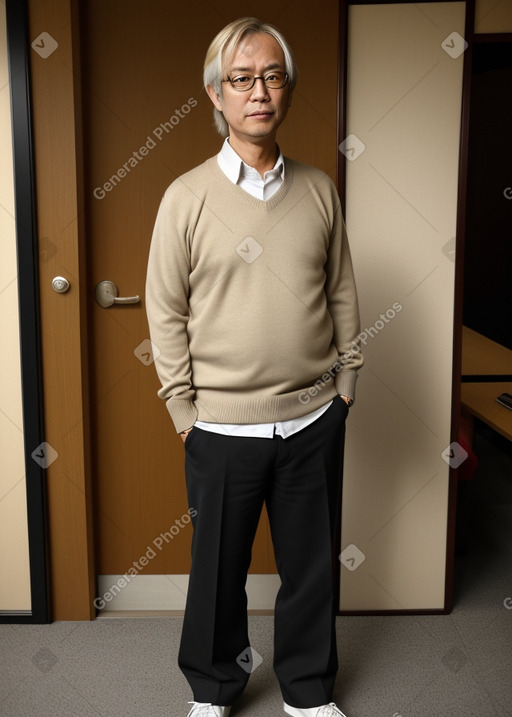 Japanese middle-aged male with  blonde hair