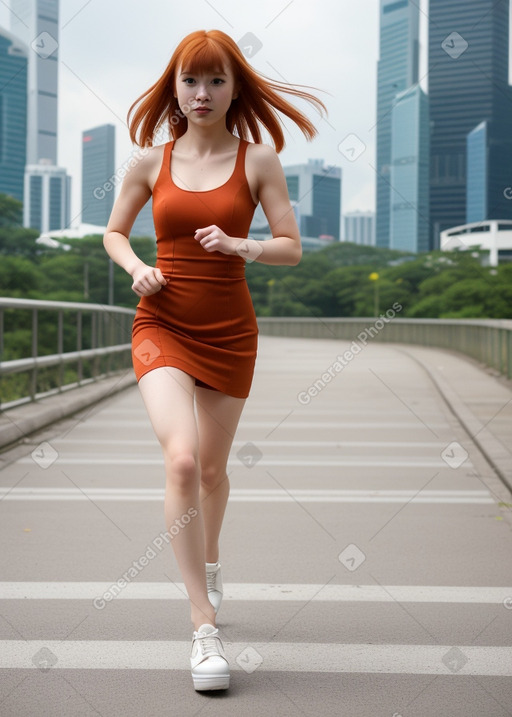 Singaporean young adult female with  ginger hair