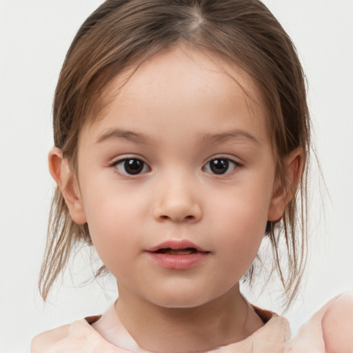 Neutral white child female with medium  brown hair and brown eyes