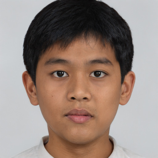 Neutral asian young-adult male with short  brown hair and brown eyes