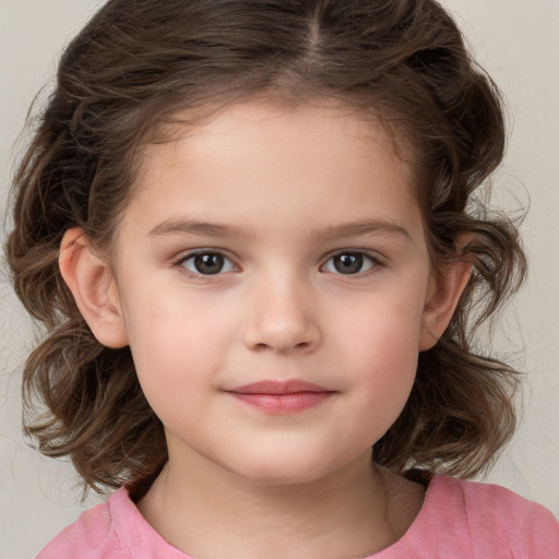 Neutral white child female with medium  brown hair and brown eyes