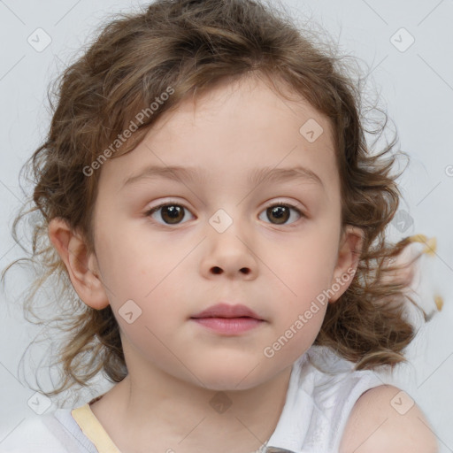 Neutral white child female with medium  brown hair and brown eyes