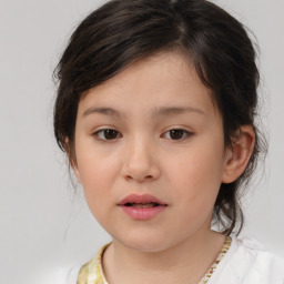 Neutral white child female with medium  brown hair and brown eyes