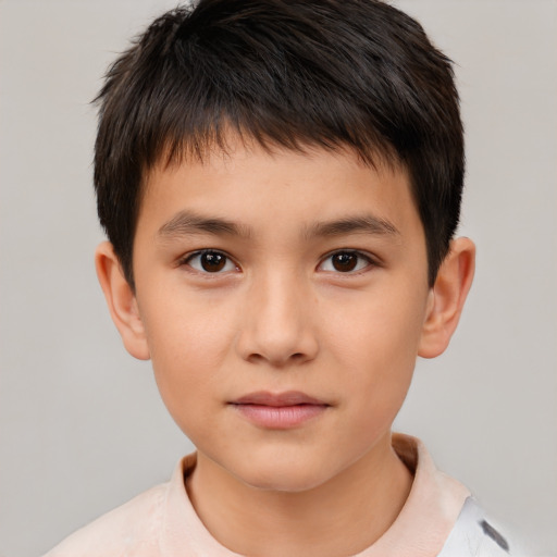 Neutral white child male with short  brown hair and brown eyes
