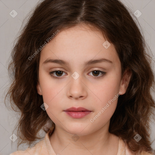 Neutral white child female with medium  brown hair and brown eyes